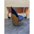 thumbnail image 2 of Dark Navy Blue Oak Barrel Chair, Handmade Wine and Whiskey Barrel Chair, Hidden Storage, Free Shipping - Family Business, 2 of 6