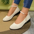 thumbnail image 4 of Willtoo Women's Flats Slip On Pearl-Embellished Go Walk Shoes for Women Comfortable Walking Sneakers Knit Low Wedge Dressy Ballet Shoes, 4 of 5