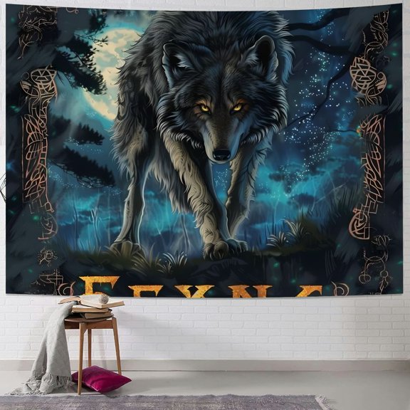 Sheronv Wolf Fantasy Art Tapestry Wall Hanging Unique Style for Living Room Bedroom Home Decor - Graphic Tapestries for Apartment Farmhouse Dorm - 4 Sizes Available 40x30inch