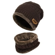 Kids Winter Hat and Scarf Set 2-Pieces Warm Knit Beanie Cap and Scarf