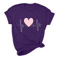 thumbnail image 5 of Jalioing Women's Valentine's Day Tops Short Sleeve Pullover Top Crewneck Solid Color Hearts Print Basic Shirt (X-Large, Purple), 5 of 5