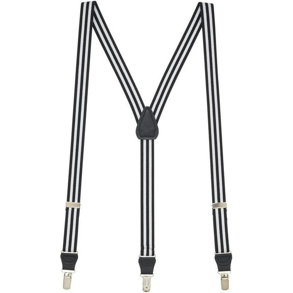 Suspender Store Dressy Striped Suspenders - 1-Inch Wide Elastic - Y-Back - Clip - 6 Colors & 3 Sizes