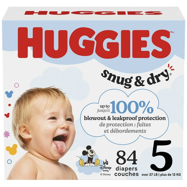 Huggies Snug & Dry Baby Diapers, Size 5 (27+ lbs), 84 Count