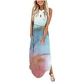 thumbnail image 2 of SMihono Robe Maxi Bohème d'Été pour Femmes Grande Taille Robe Longue Sans Manches Imprimée Col Croisé devant Robe de Plage, 2 of 5