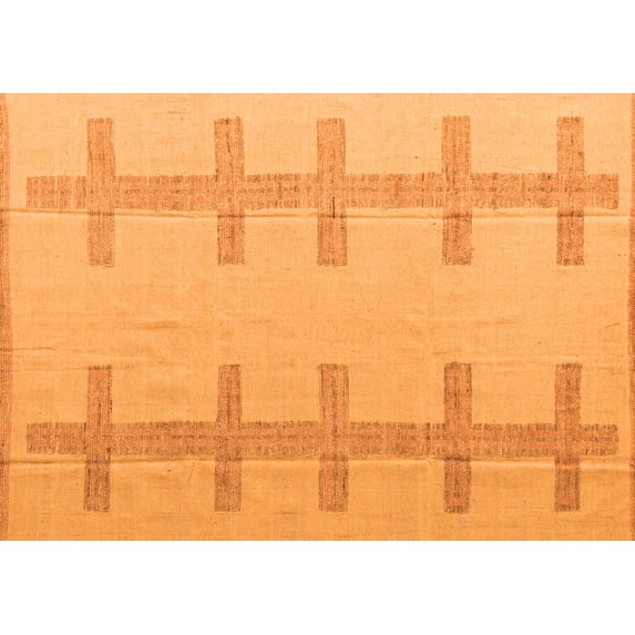 Ahgly Company Indoor Rectangle Solid Orange Modern Area Rugs, 8' x 12'
