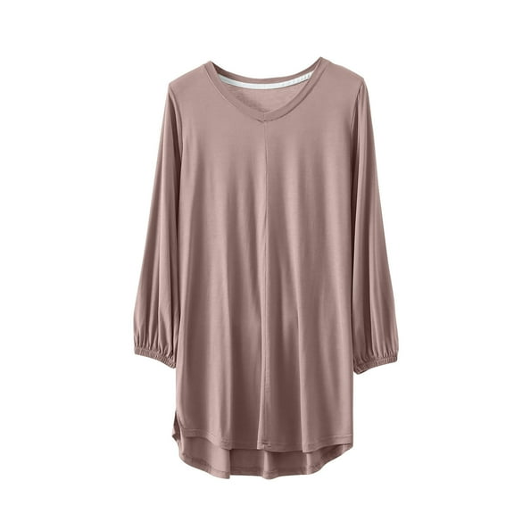 Aofany Womens Tops Plus Size Women's Solid V Neck 3/4 Sleeve Long T-Shirt Blouse Home Sleepwear Tops
