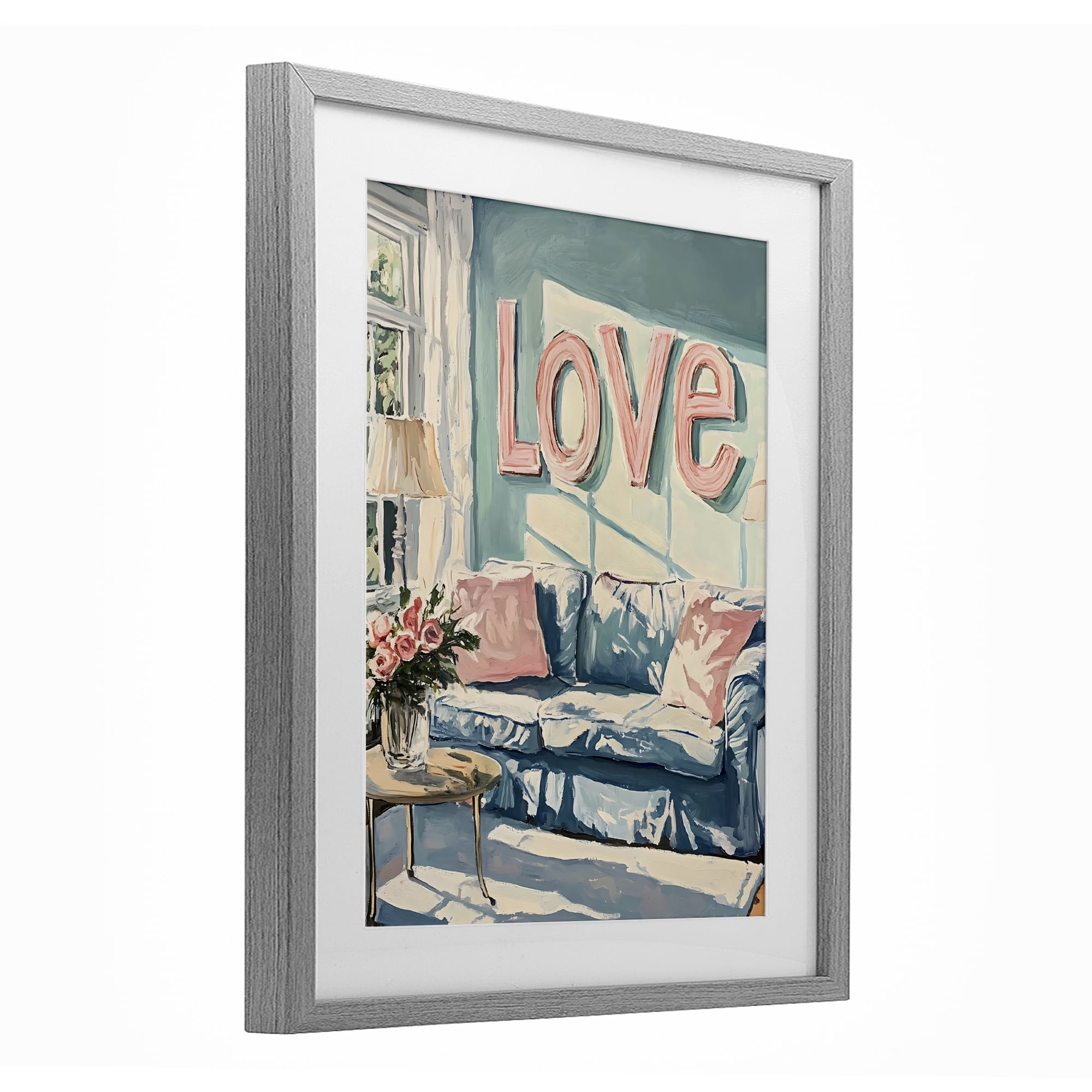 Stupell Industries Love Letters Above Cozy Couch Gray Framed Print Under Glass, design by The Prints Vibe