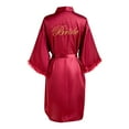 thumbnail image 6 of Yuncity Womens Nightgowns Silk Wedding Party Team Bride Robe Letters Kimono Satin Pyjamas Bridesmaid Bathrobe Pajamas Pjs Loungewear Soft One Size, 6 of 7
