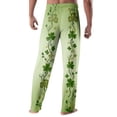 thumbnail image 3 of Domuza Mens St Patricks Day Pajamas Pants Shamrock Clover Elastic Waist Drawstring Home Trousers Soft Relaxed Fit Lounge Sleepwear with Pockets Fluorescent Green S, 3 of 5