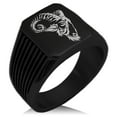 thumbnail image 1 of Stainless Steel Celestial Satyr Goat Needle Stripe Pattern Biker Style Polished Ring, 1 of 1