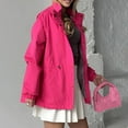 thumbnail image 4 of Duoif Rain Jacket Women, Raincoat Women Long Trench Coats Lined Windbreaker Travel Lightweight Jackets for Women Hot Pink L, 4 of 8