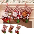 thumbnail image 1 of Xihbxyly Calcetín Navideño con Diseño de Papá Noel, Reno y Muñeco de Nieve, Puños de Piel Sintética, Accesorio Decorativo para Fiestas Navideñas, Adornos Acogedores para La Chimenea, Alegría Navideña, 1 of 7