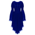 thumbnail image 3 of BYHONG Women Vintage Long-sleeved Waist Back Bandage Lace Stitching Jacket OverCoat Blue 18, 3 of 5