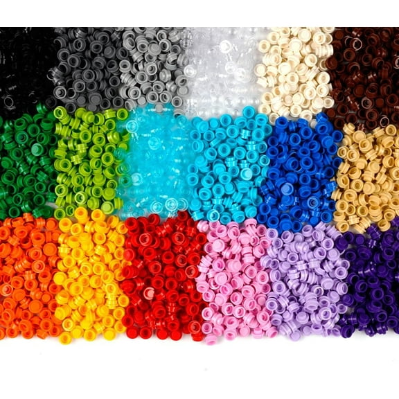 Classic Bricks Bulk Pieces - Round Plates 1X1 Dots Studs Accessories Building Block Parts, Custom MOC Pixel Arts Creative Play Set, Multicolor 1500pcs