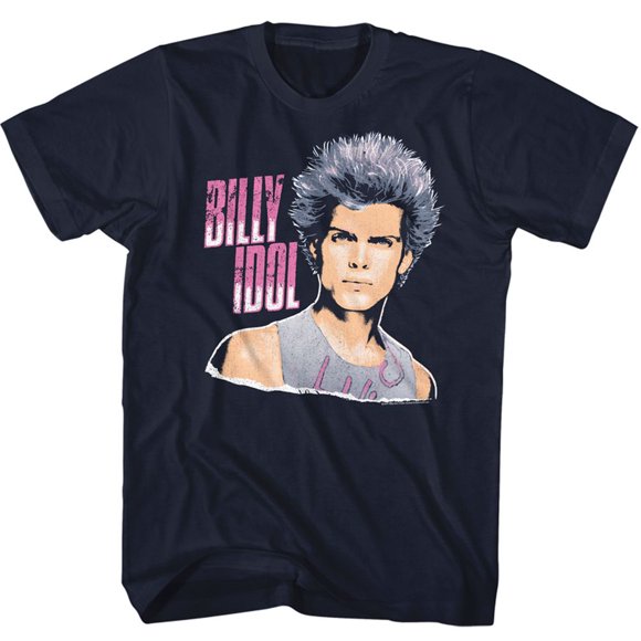 Billy Idol Idol Soft Clouds Navy Adult T-Shirt