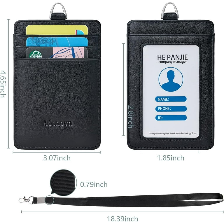 Metal Lanyard ID Holder Badge Neck Strap Leather Pass Work Card Business Strap E - Foto 5