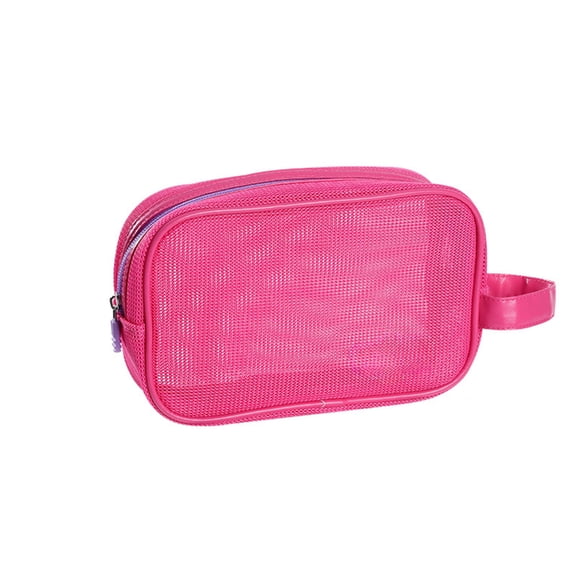 Leodye 1PCS Mesh Portable Toiletry Bag, Breathable Lightweight Design, Fashionable Outdoor Beach Cosmetic Storage Bag for Travel Daily Carry -8.66x5.51x2.76in