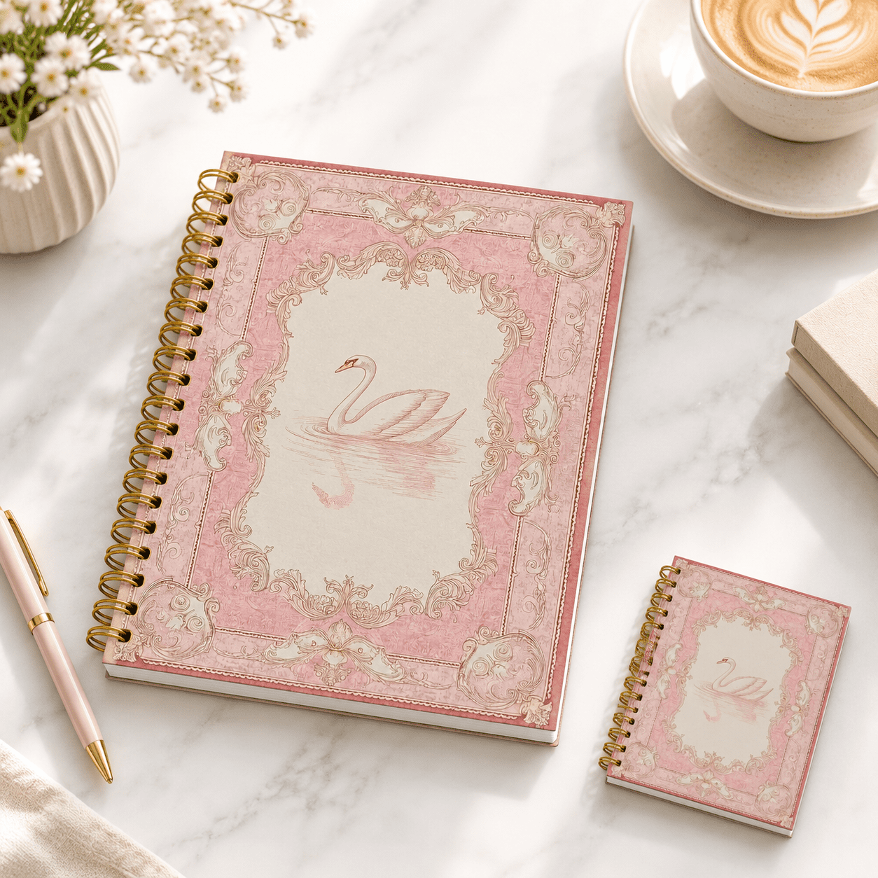 White Swan A5 Spiral Notebook Journal for Note Taking and Journaling