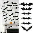 thumbnail image 2 of Flying Bat Clings Waterproof Adhesive PVC Stickers Realistic Bat Wall Decals Halloween Decoration for Home Decoration, 2 of 8