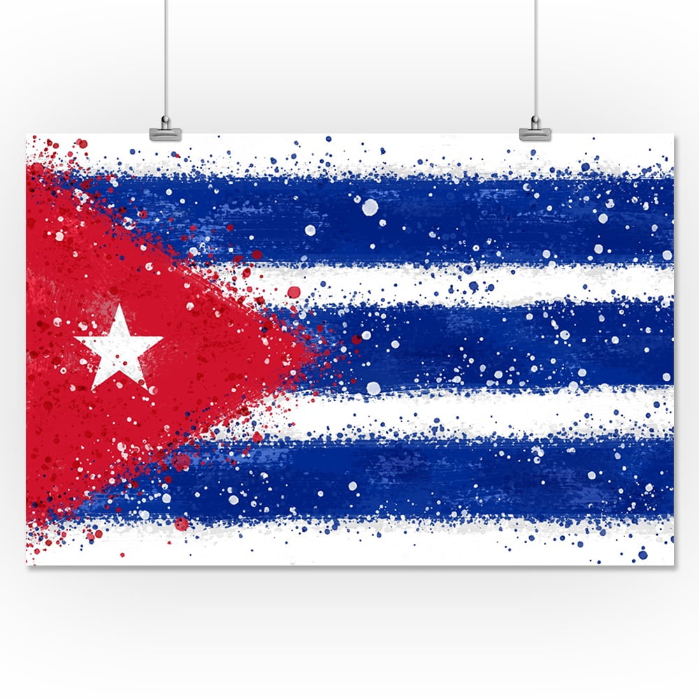 Cuban Flag Abstract Watercolor Splatter Lantern Press Artwork