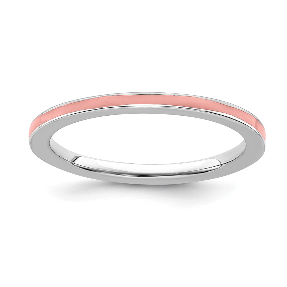 925 Sterling Silver Stackable Expressions Twisted Pink Enamel Bangle 