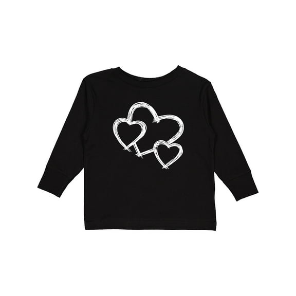 Inktastic Three White Hearts Boys or Girls Long Sleeve Toddler T-Shirt