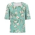 thumbnail image 5 of DeHolifer Women's Tops Suqare Neck Floral Printed Casual Loose Short Sleeve Blouse T-Shirts Summer Trendy Blouse Multicolor 2XL, 5 of 6