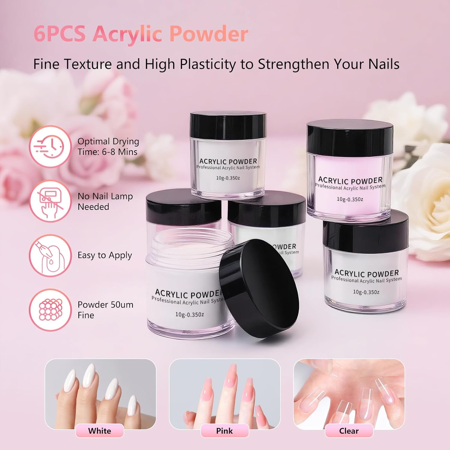 Nail Kit for Beginners with Everything: Professional Nail Acrylic Powder Liquid Set with Practice Hand Drill U V Light in Cosmetic Bag for Women Salon Home (Pink)