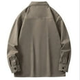 thumbnail image 3 of hoksml Men Jackets Button Down Shirt Outerwear Fashion Versatile Leisure Solid Color Pocket Long Sleeves Loose Coat Blouse Top, 3 of 3