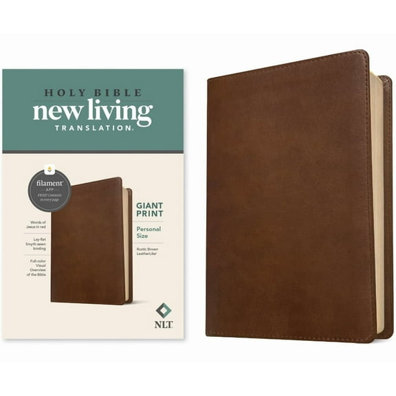 NLT Personal Size Giant Print Bible, Filament Enabled (LeatherLike, Rustic Brown, Red Letter)