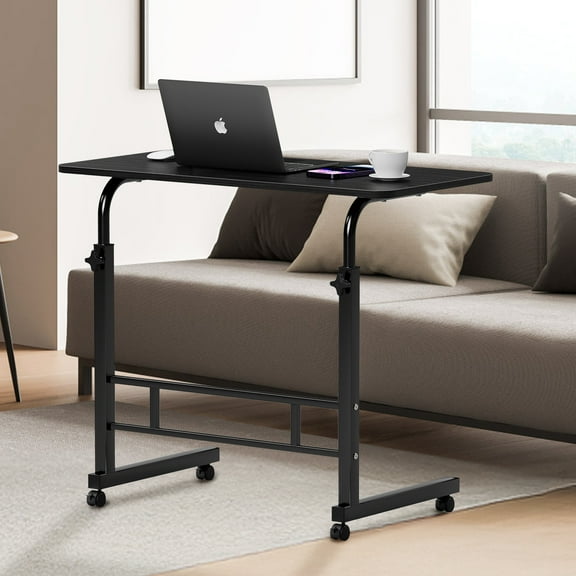 KAAYEE 27"-36"Height Adjustable Rolling Desk,C-shaped Side Table,Sew Table,Small Table Stand for Hospital & Home,Black
