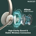 thumbnail image 4 of MUSICOZY Bluetooth Headset with Microphone, Wireless Headphones with Noise Cancelling Mic, 26hrs talktime, On Ear Headphones with Mic Mute for Mac/Laptop/Zoom/Teams/Call Center/Office/Home Gold, 4 of 7