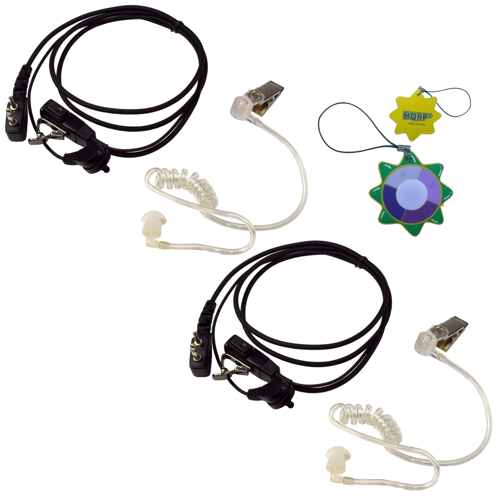 HQRP 2-pack Pin Headsets Acoustic Tube Earpiece Mic for ICOM IC-A20,  IC-A21, IC-A22, IC-A22(E), IC-A22E HQRP UV Meter