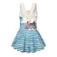 thumbnail image 5 of Uourmeti Cartoon Cat Striped Wave Swim Dress for Girls - Cute Sleeveless One Piece Skirted Bathing Suit, Quick Dry Beach Pool Wear for Toddler & Kids, 5 of 8