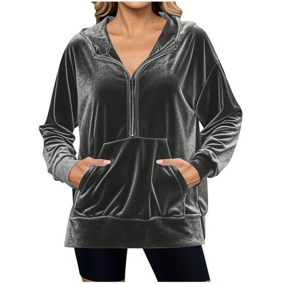 Womens Zip Up Hoodies Sweatshirts Oversized Cozy Track Jackets Lightweight Jackets with Pockets Loose Trendy Long Sleeve Soft Casual Fall Fashion Gray S
