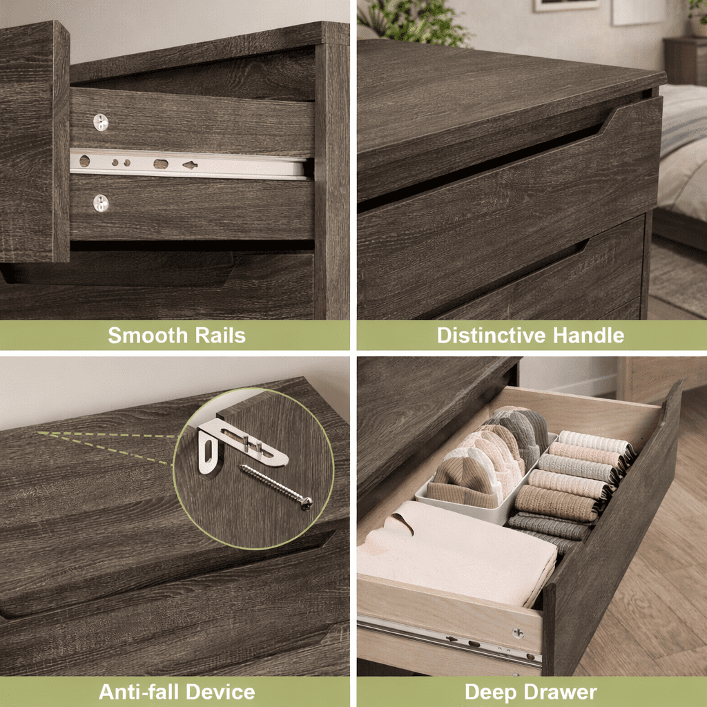 Aiho White Dresser with 4 Drawers, Wood Tall Chest, Drawer Safety Stop, Easy Assembly