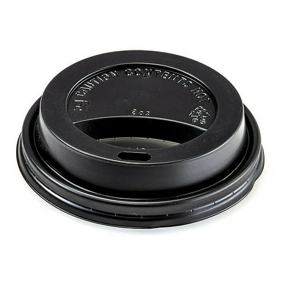 Pack of 1000, Black 8 Oz Pp. Hot Cup Lids Polystyrene w/Straight Groove Design Provides Insulation - No Sleeves Needed for Most Hot Drinks