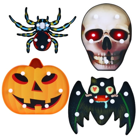 

4PCS Halloween Light String LED Luminous Pumpkin Spider Bat Skeleton Decor Lamp