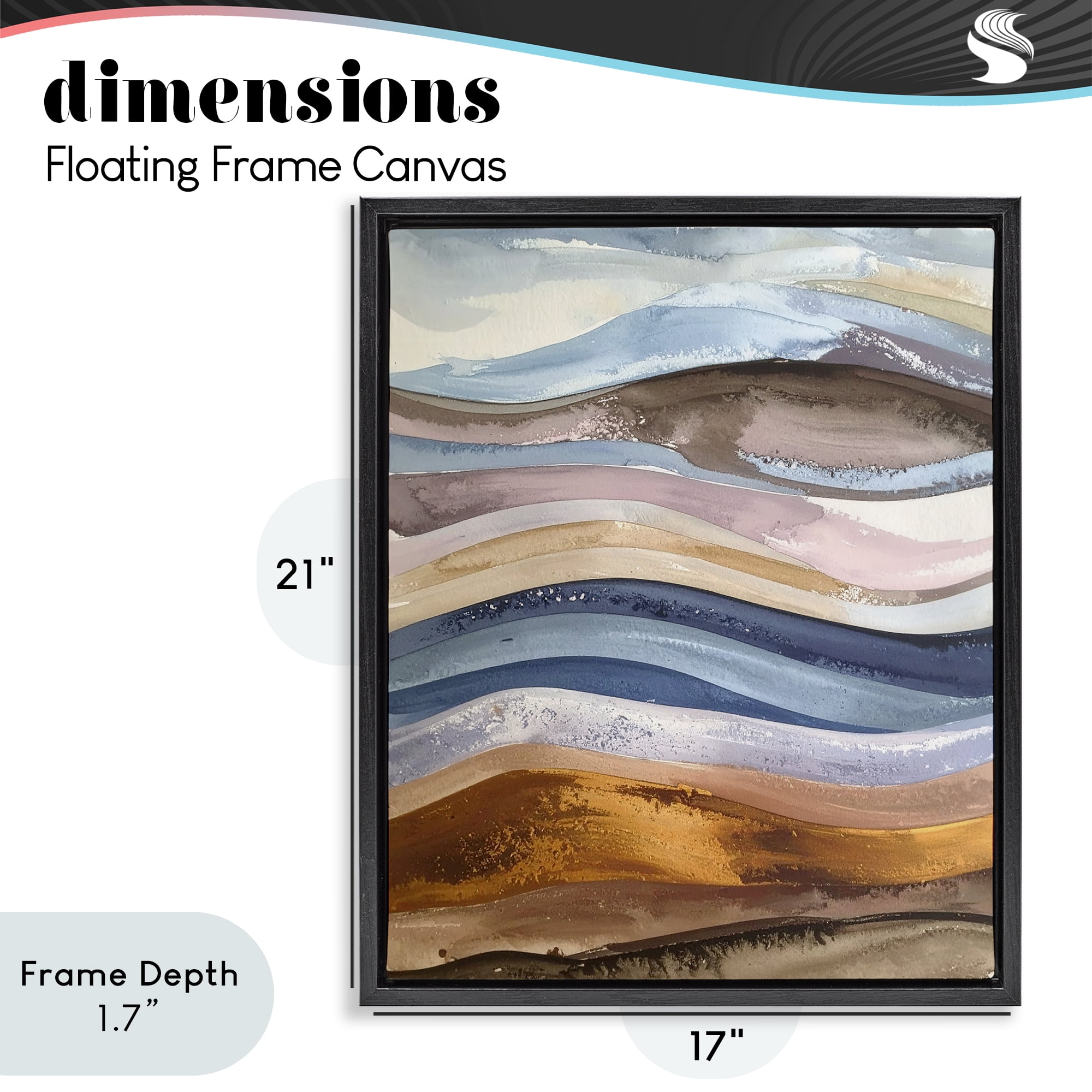 Stupell Industries Ocean Flow Layers Black Framed Floater Canvas Wall Art, design by Alonza Saunders
