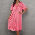 thumbnail image 2 of ZHOGXU Summer Dresses For Women Short Sleeve V Neck Solid Color Midi Length Loose Fit Comfortable Nightdress For Home Wear,Watermelon Red,One Size, 2 of 4