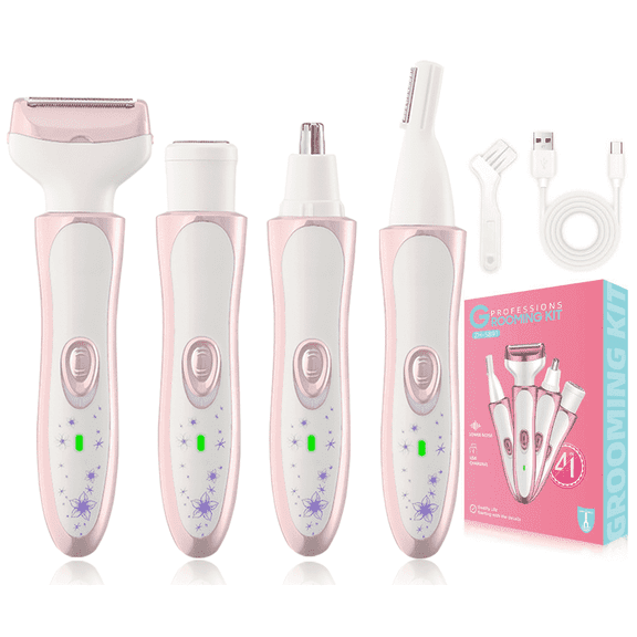 MichPong Face Shaver for Women 4-in-1 Hair Trimmer Rechargeable for Eyebrow Nose Leg Pubic Lady Gift