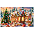 thumbnail image 2 of Festive Decor Holiday Banner Gingerbread House Christmas Tree Decoration Winter Scene for Holiday Party Family Gathering Home Decoration, 2 of 3