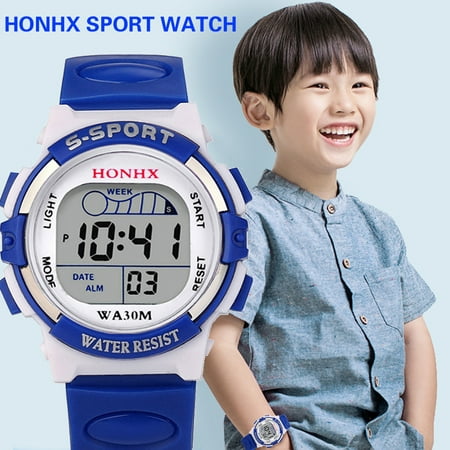iLH Mallroom Waterproof Children Boys Digital LED Sports Watch Kids Alarm Date Watch