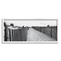 Stupell Sandy Beach Boardwalk Overhead Seagulls Landscape Photography White Framed Art Print Wall Art
