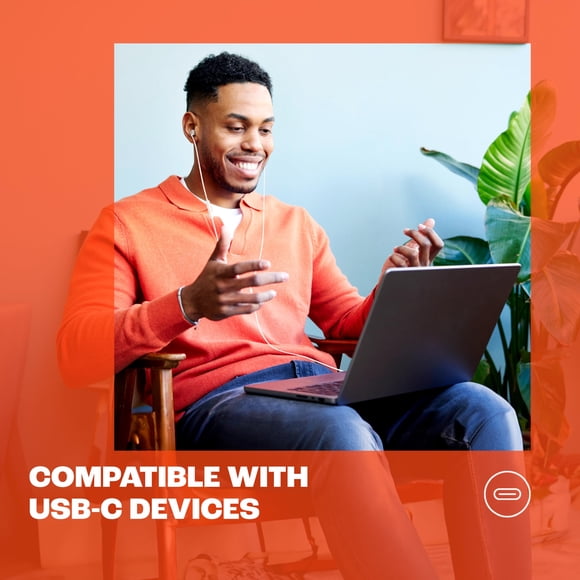 Refurbished JBL Tune 310C Wired In-Ear Headphones, Hi-Res Audio, USB-C Connectivity, Tangle-Free Flat Cable, Three-Button Remote with Microphone, White