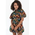 thumbnail image 3 of Charming Colorful Floral Mini Dress with Puff Sleeves and Button Down Collar - [ZhiHiMeRi] | (US 8-10)M, 3 of 12