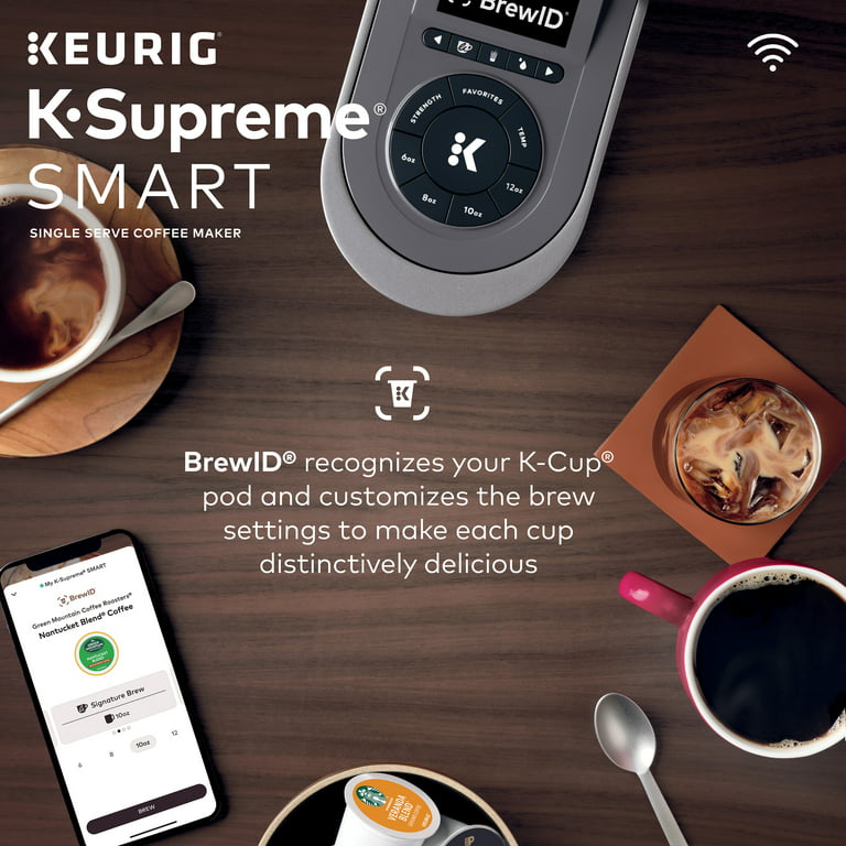 Keurig K-Supreme SMART Single-Serve Coffee Maker with WiFi Compatibility, 4  Brew Sizes, and 66oz Removable Reservoir - Gray
