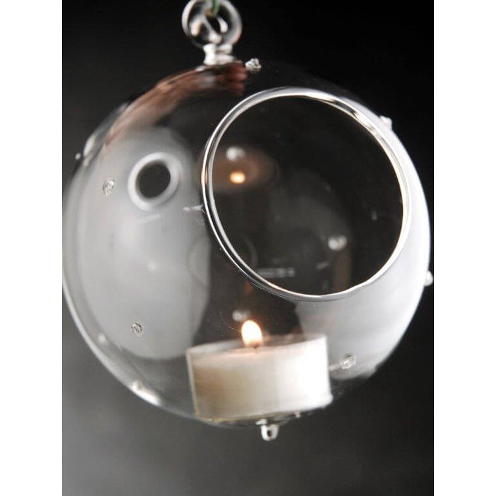 Pointelle Hanging Glass Globe Candle Holder & Terrarium 4in. x 4.5in.