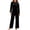 Black, variant on Women's Velvet 2 Piece Set Crew Neck Long Sleeve Top Wide Leg Pants Set XXXXXL