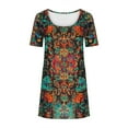 thumbnail image 7 of Tnhcen Women's Plus Size Short Sleeve Print Dress Pocket Design Casual Summer Dress 2XL S - 2XL Round Neck Loose Fit Floral Butterfly Printed Casual Dress for Women, 7 of 7